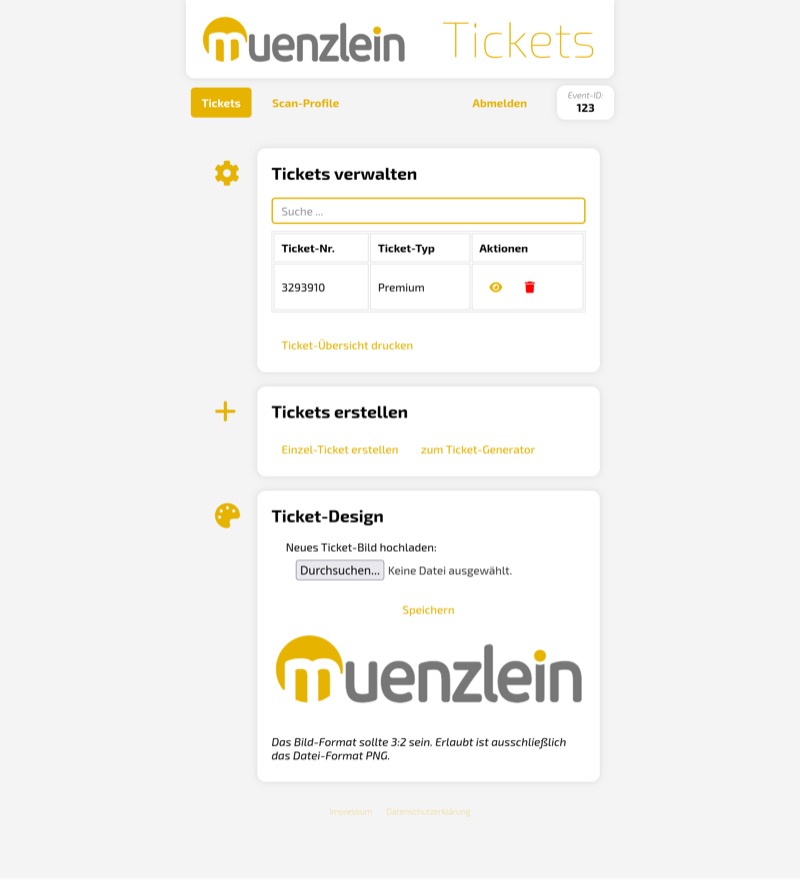 Bildschirmfoto: Ticket-System